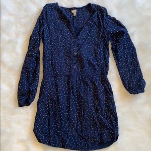 navy patterned dress